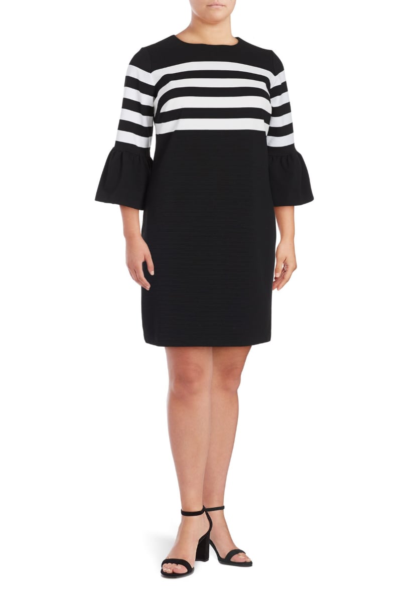 michael michael kors striped fit & flare dress