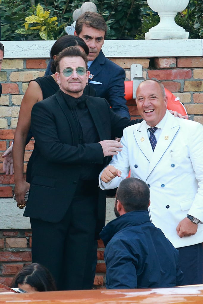 Bono boarded a water taxi with other wedding guests.