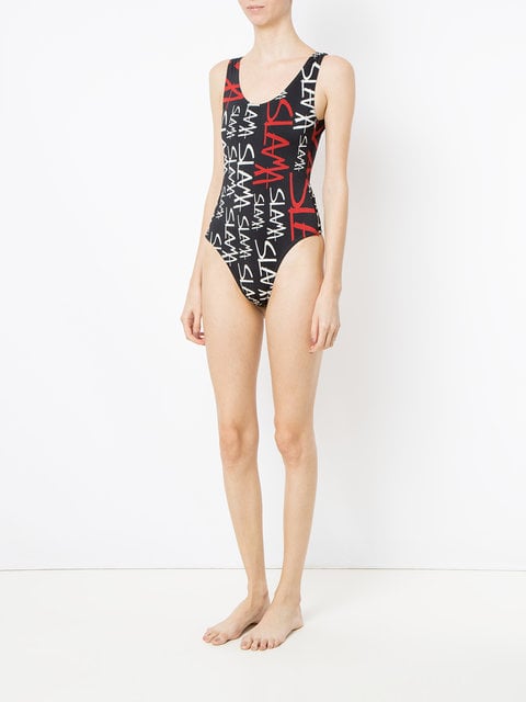 The Amir Slama Logo Print Swimsuit ($217) is edgy and cool.