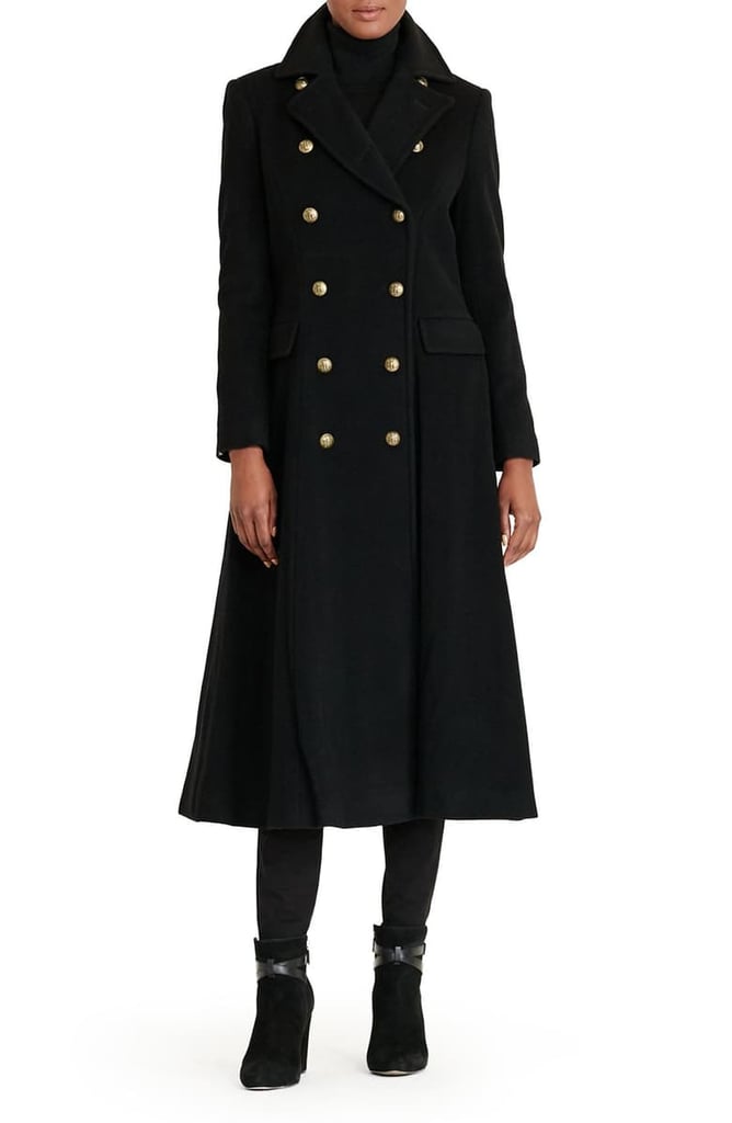 Double breasted military maxi coat online