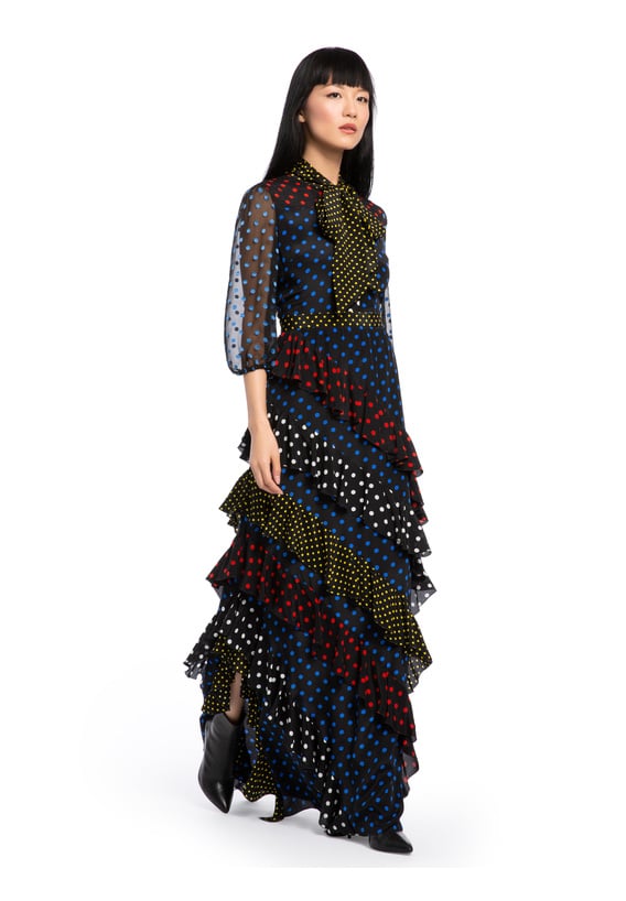 Alice + Olivia Lessie Ruffle Midi Dress