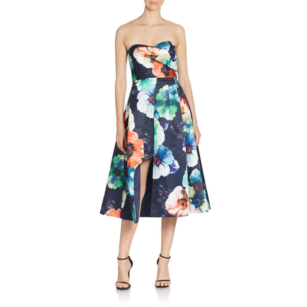 Black Halo Caine Floral Print Cocktail Dress
