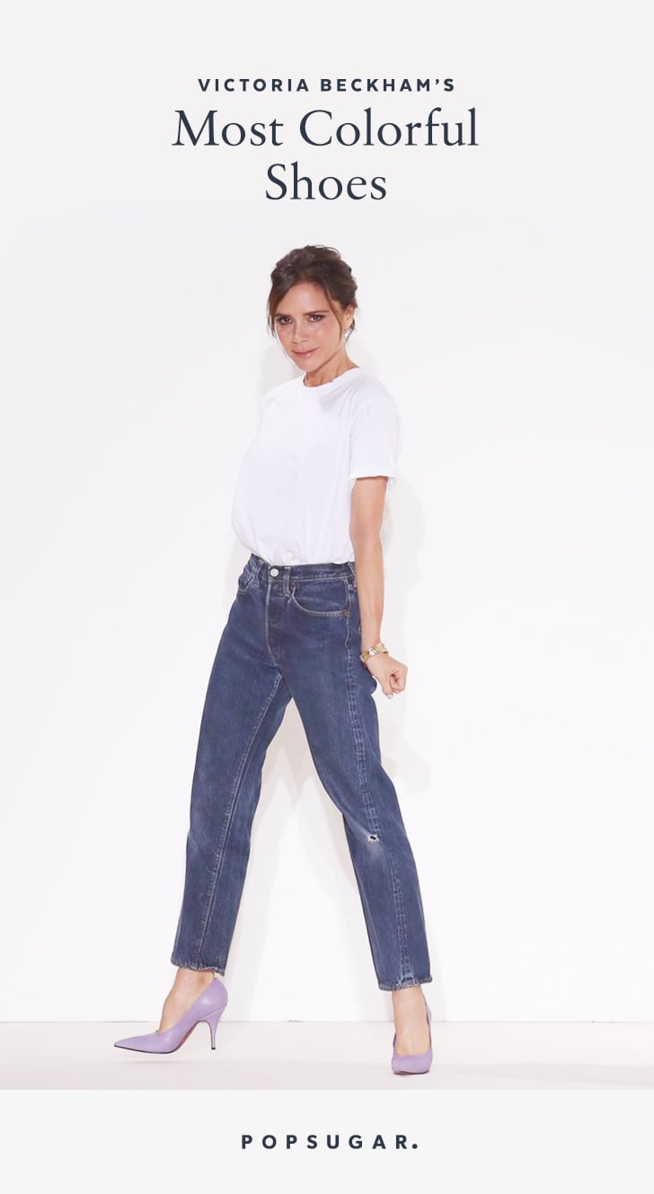 Victoria Beckham Wearing Colorful Shoes