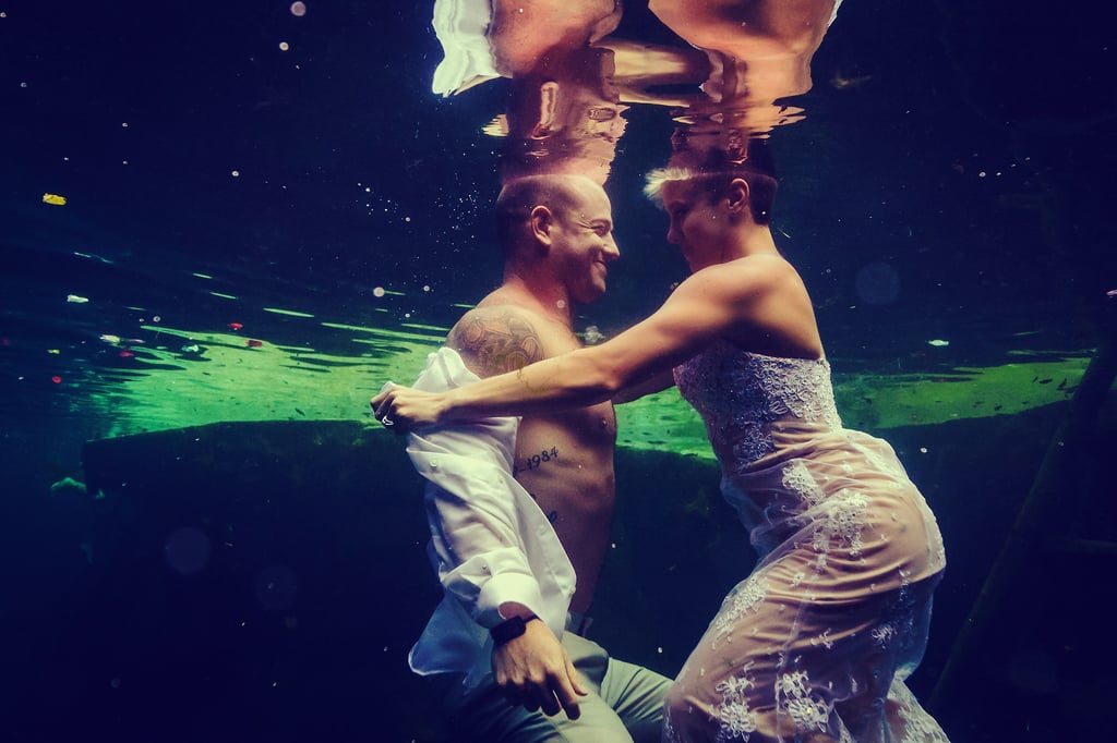 Underwater Trash-the-Wedding-Dress Shoot