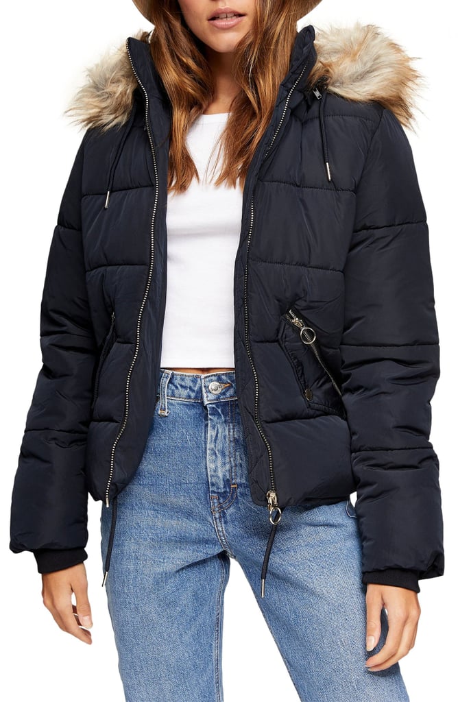 Topshop Frieda Faux Fur Trim Jacket