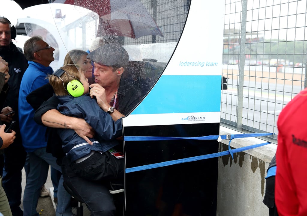 Brad Pitt and Knox at British Grand Prix 2015 Pictures