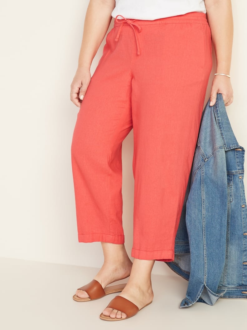 Old Navy Mid-Rise Plus-Size Linen-Blend Cropped Pants