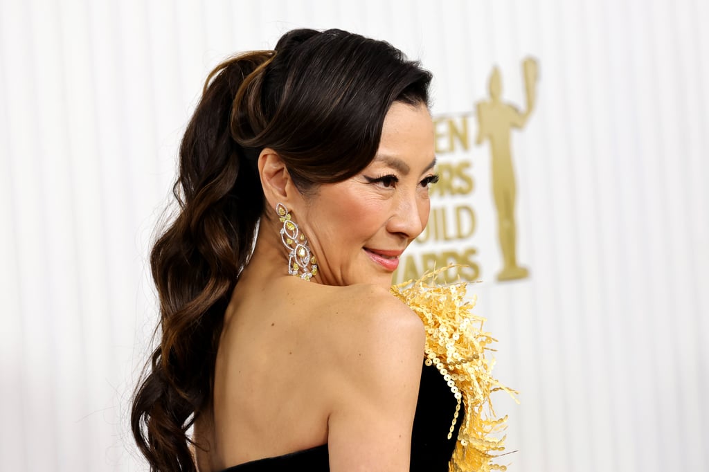 Michelle Yeoh's Wavy Ponytail and "Rich Girl" Nails at the SAG Awards