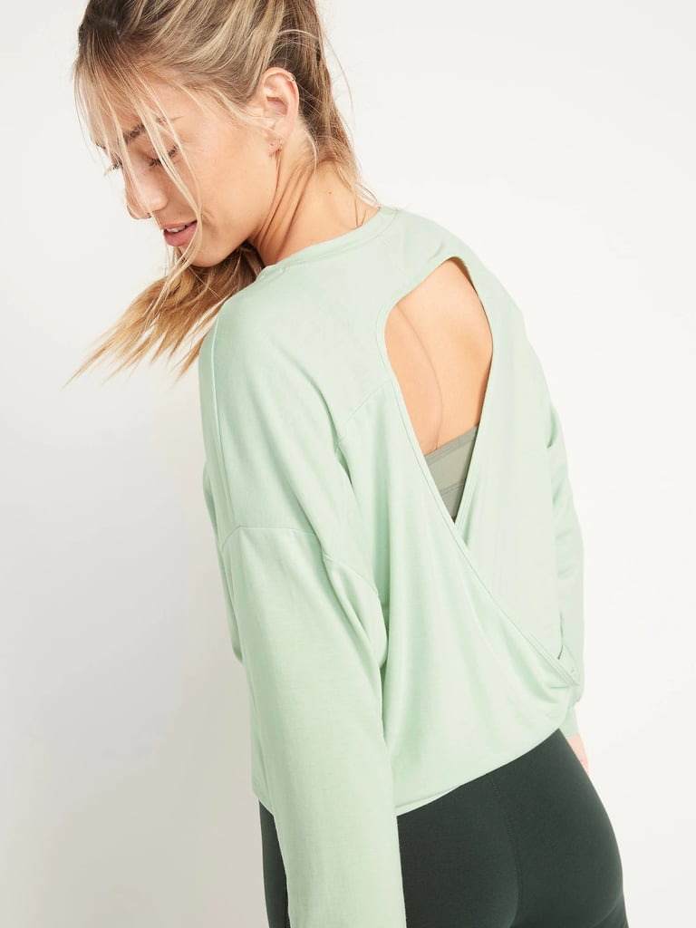 Old Navy Ultra-Lite Long-Sleeve Cutout Wrap-Back Top