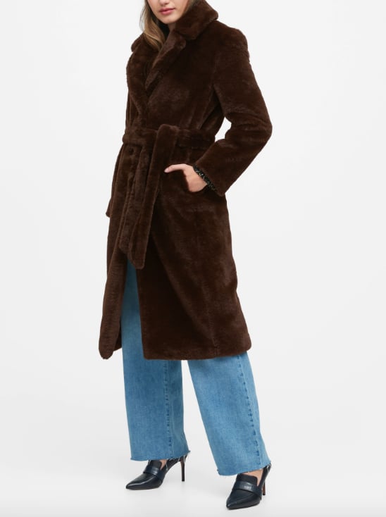 Petite Faux Fur Long Coat