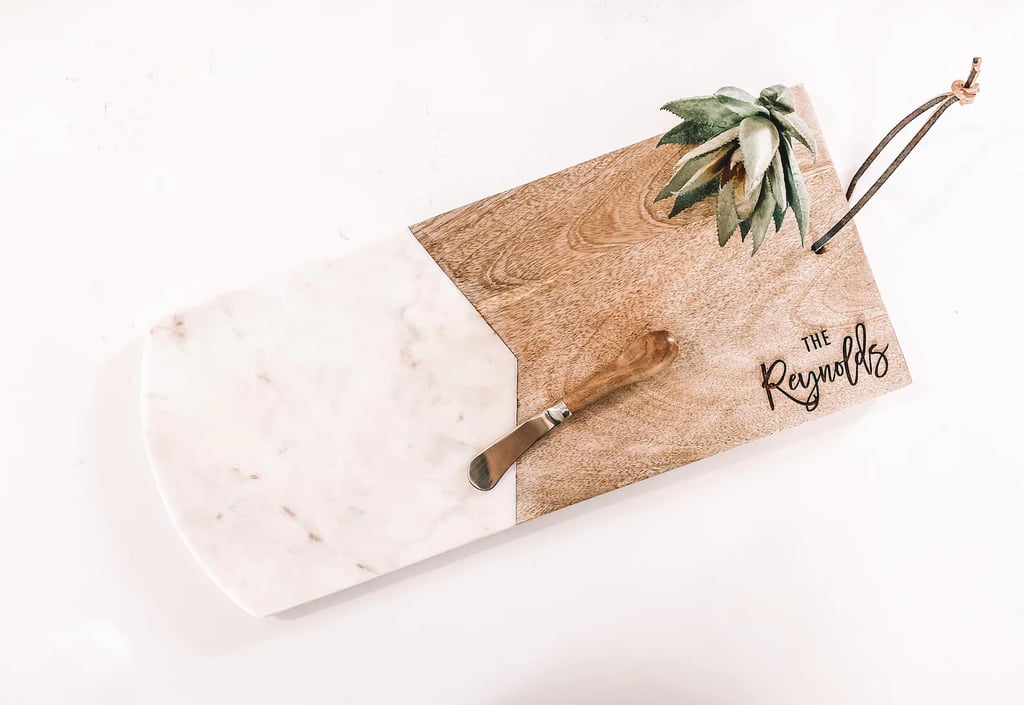 For the Charcuterie-Board Fan: Marble and Mango Wood Cheese Board and Spreader Set