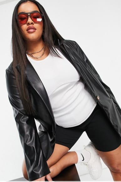 ASOS Curve Jersey Leather Blazer