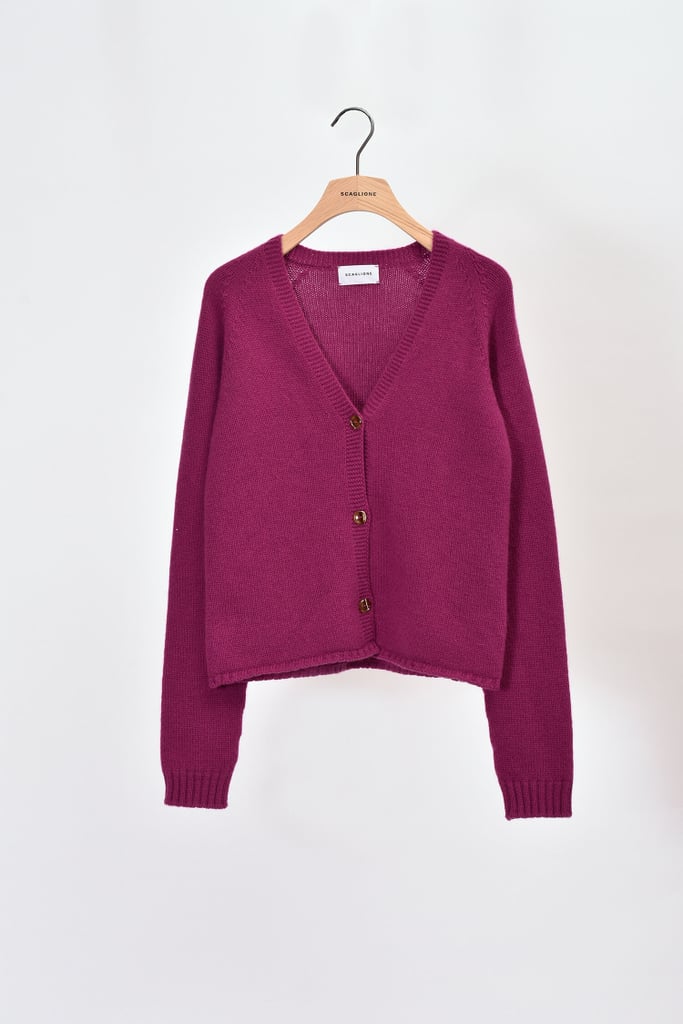 "I toss this seamless cardigan from Scaglione ($285) over my looks because it's winter, and cashmere always feel like a big hug and a treat. I have a lot of cream, camel, and beige knits that are already my go-tos, but this rich jewel tone just cheers me up."