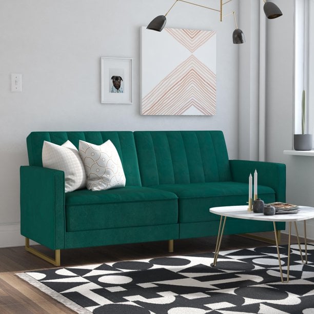 A Green Sofa: Novogratz Skylar Coil Futon, Modern Sofa Bed and Couch