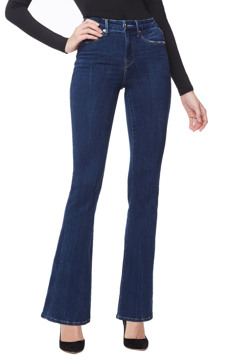 Good American High Waisted Flare Leg Jeans