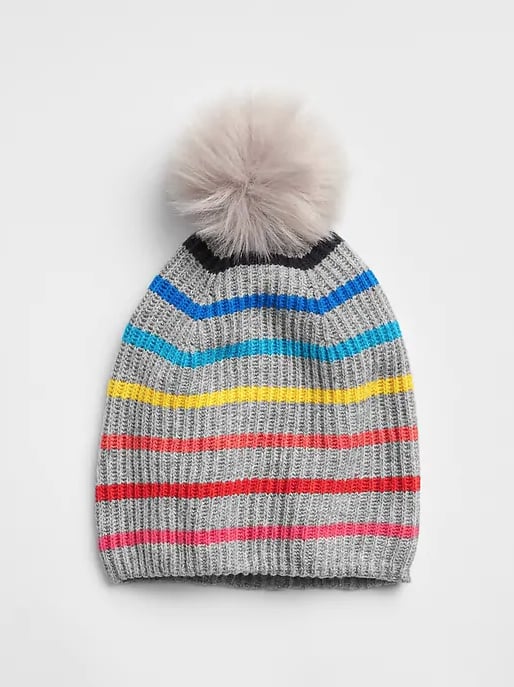 Crazy Stripe Pom-Pom Beanie