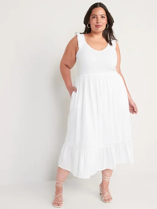 An Affordable Dress: Old Navy Fit & Flare Flutter Sleeve Smocked Midi Dress