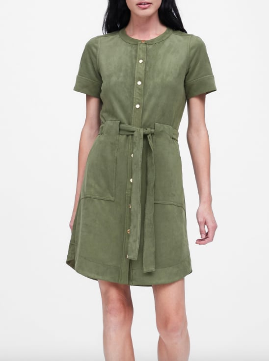 Petite Vegan Suede Shirt Dress