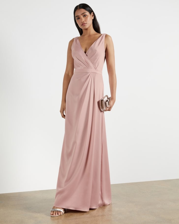 Pink Bridesmaid Dress Ted Baker Sleeveless Wrap Gown 20