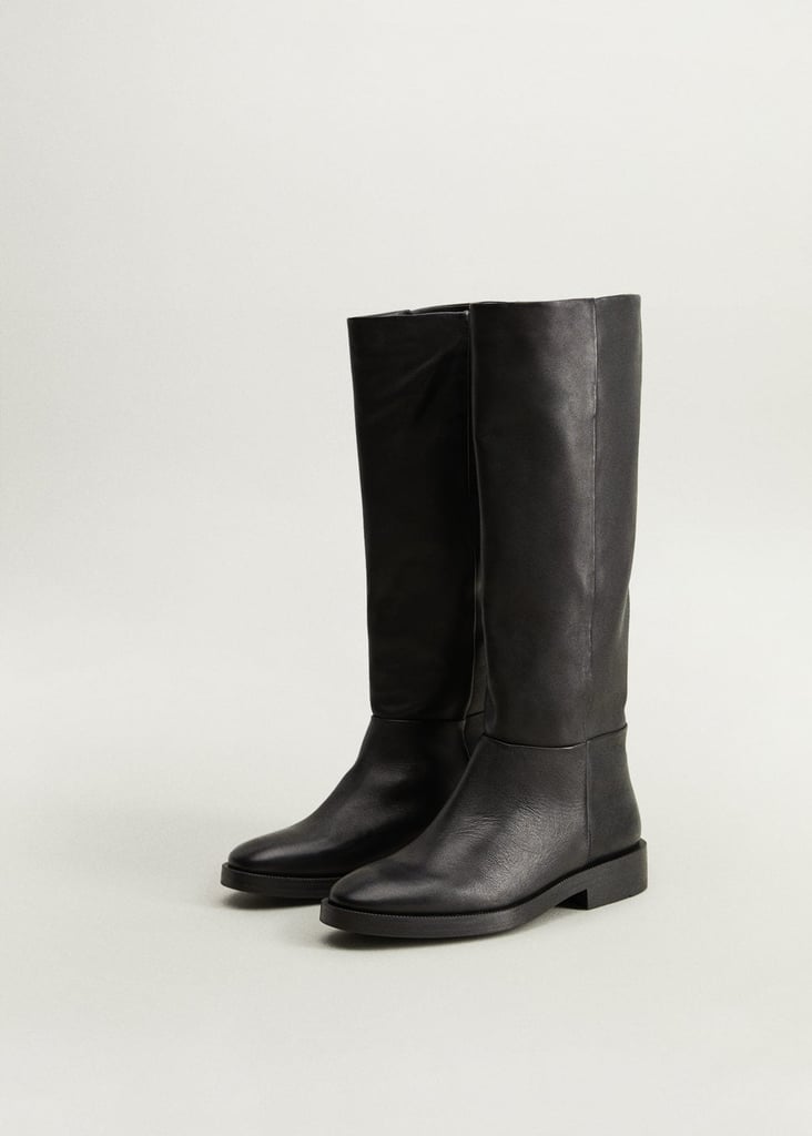 Mango Leather Boots with Tall Leg | The Best Flat Shoe Trends For Fall ...