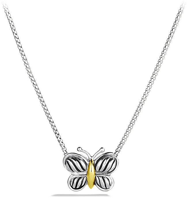 David Yurman Cable Kids Butterfly Pendant Necklace With Gold