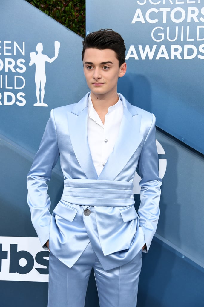 Noah Schnapp's Blue Balmain Suit at the SAG Awards