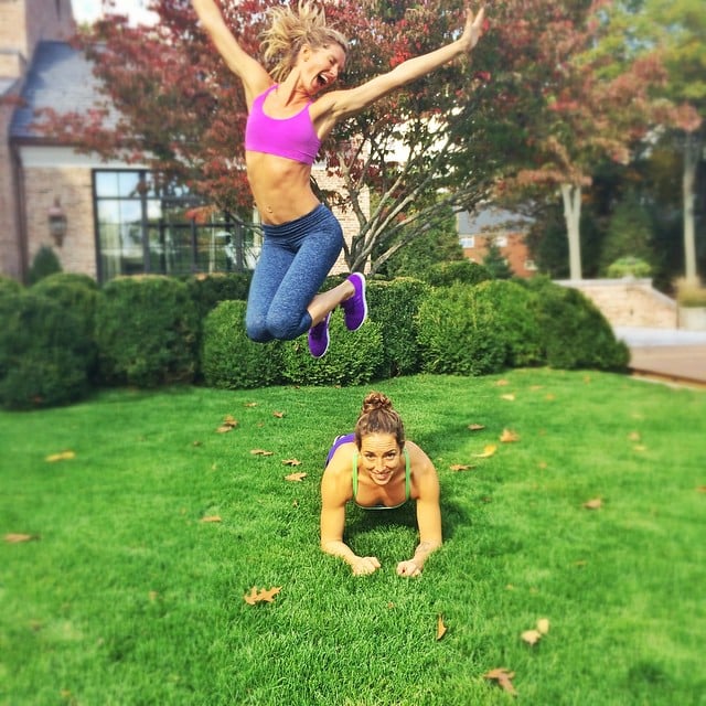 Gisele Bündchen got into shape by doing leap frogs. 
Source: Instagram user giseleofficial