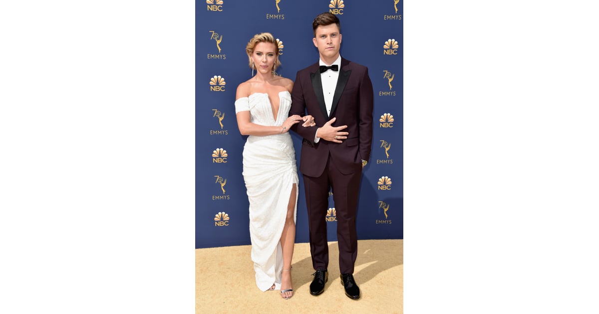 Scarlett Johansson and Colin Jost Emmys Red Carpet Dresses 2018