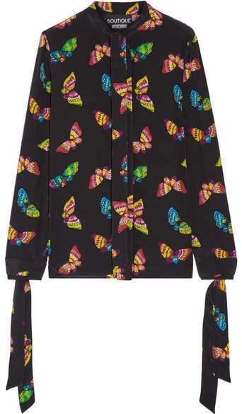 Moschino Pussy-bow Printed Silk Crepe De Chine Blouse