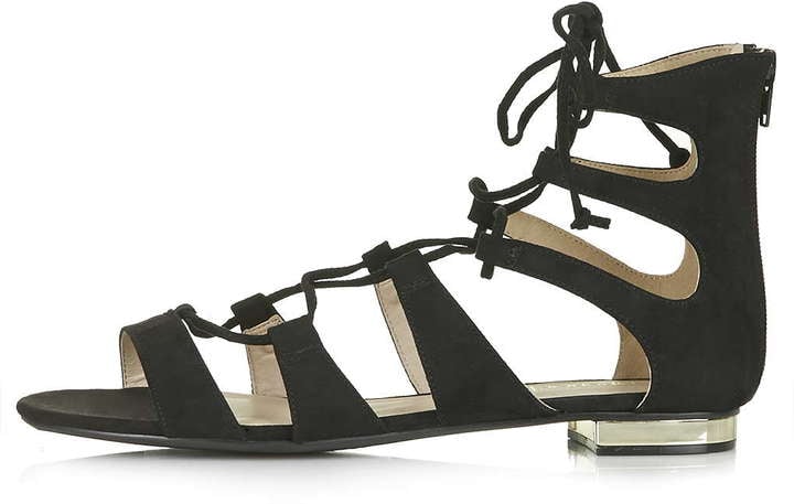 TOPSHOP Rebel High Padded Leather Sandals in Black