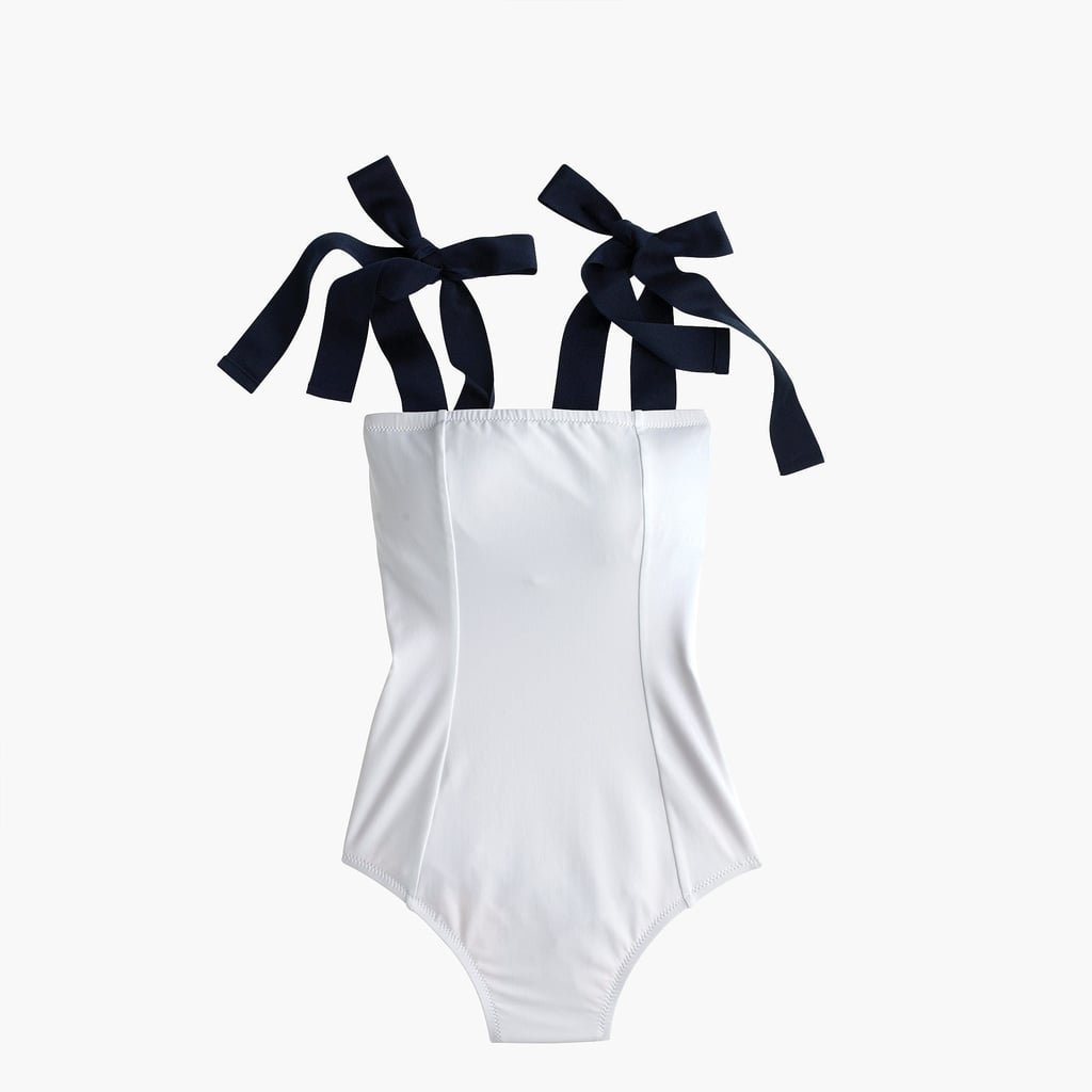 J.Crew Grosgrain Tie-Shoulder One-Piece Swimsuit