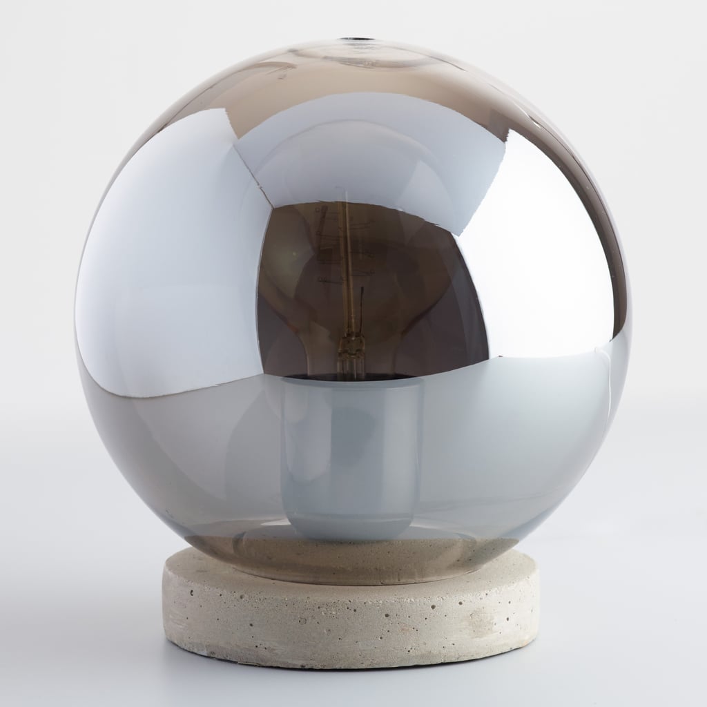 Smoke Gray Glass and Concrete Accent Lamp ($60)