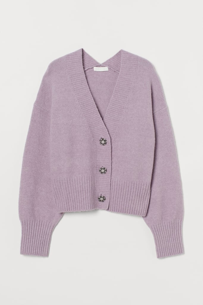textured stitch jewel button sweater jacket