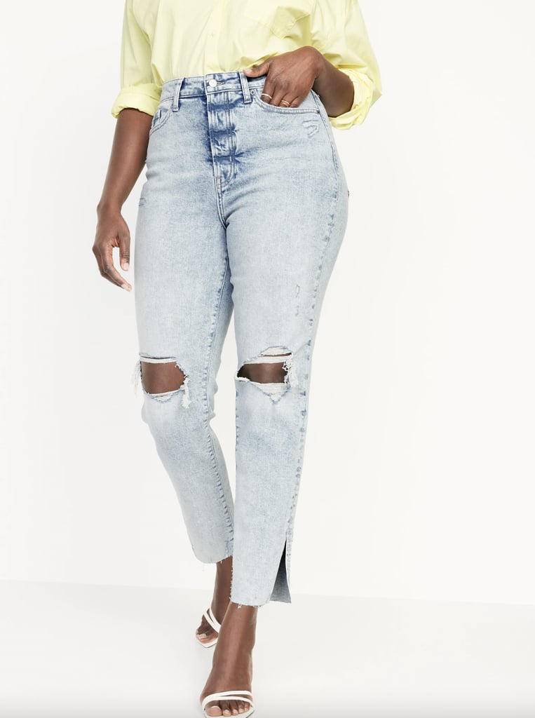 Old Navy High-Waisted Button-Fly O.G. Straight Ripped Side-Slit Jeans