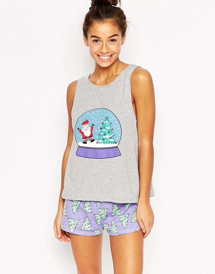 ASOS Santa Snow Globe Tank and Short Pajama Se ($33)