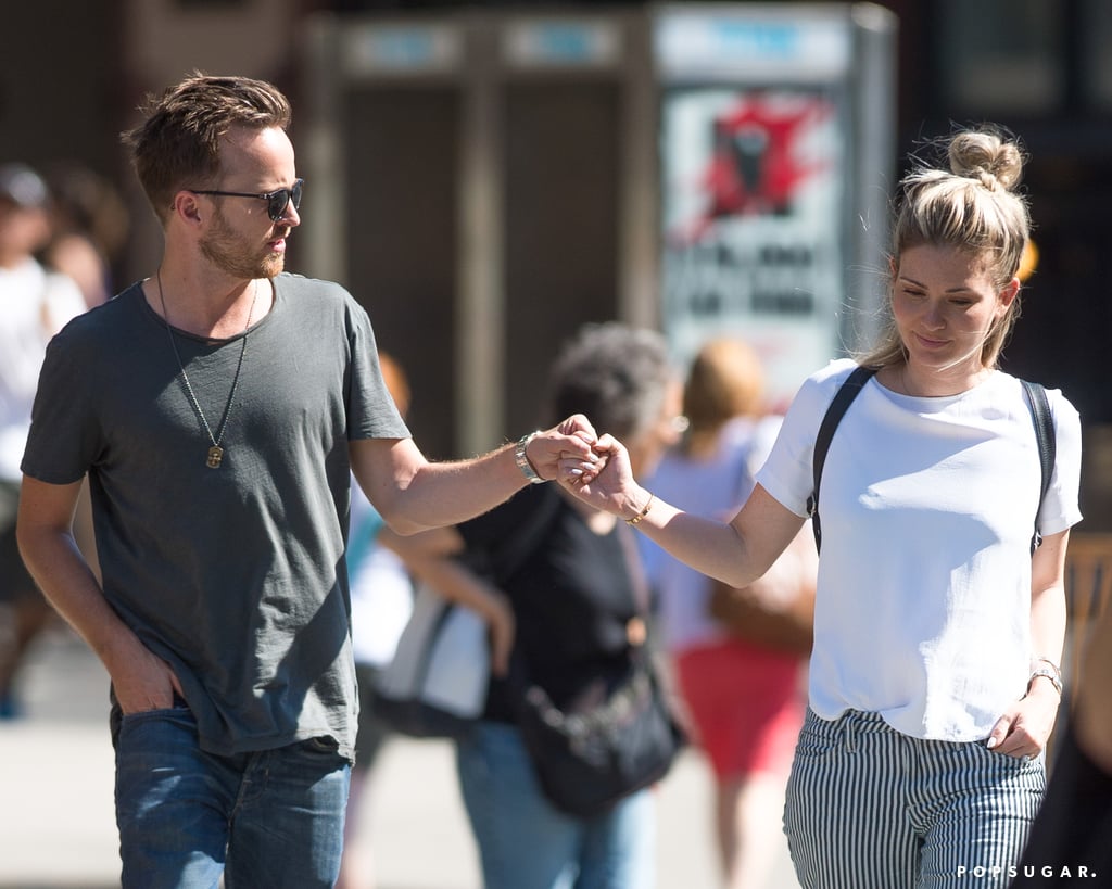 Aaron Paul and Lauren Parsekian Kissing in NYC August 2016