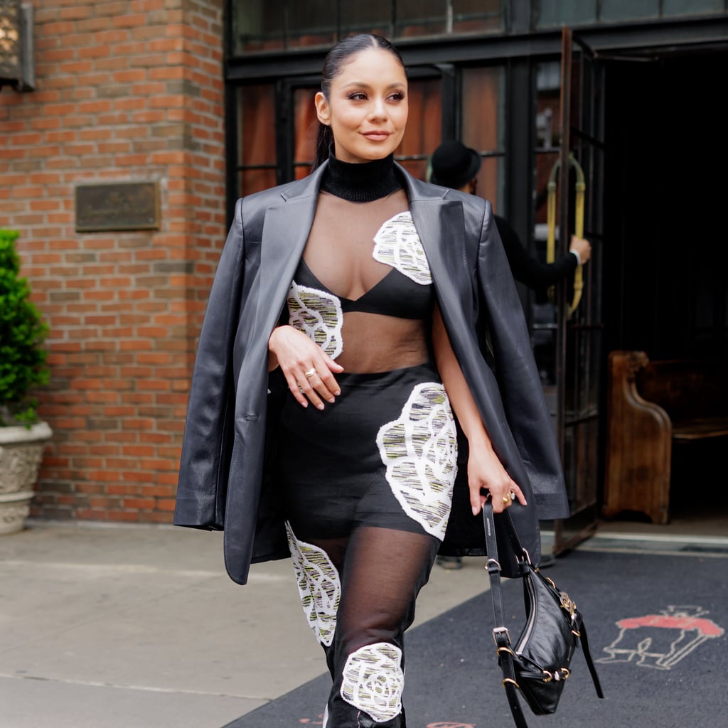 Vanessa Hudgens Wears a Sheer Dress and Biker Shorts For Her Third Look of the Day