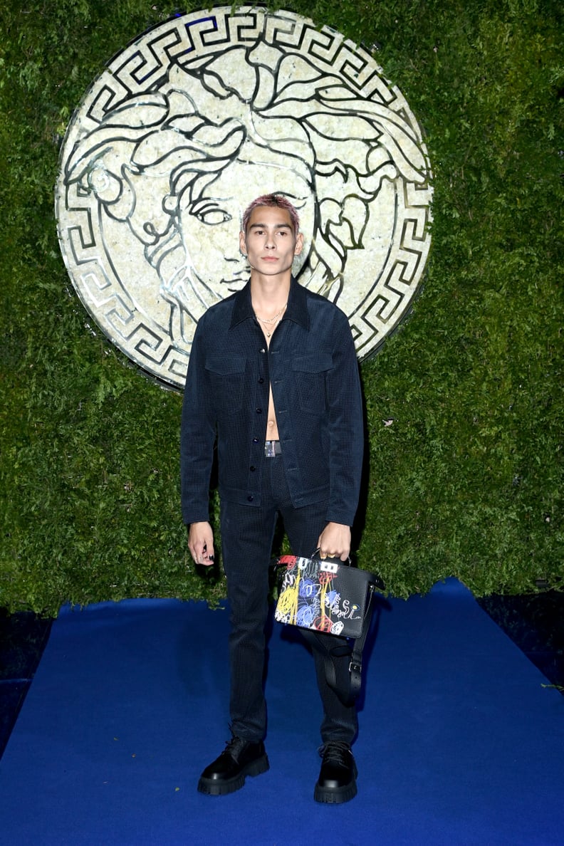He Posed at Versace, Shirtless, With a Graffiti Bag