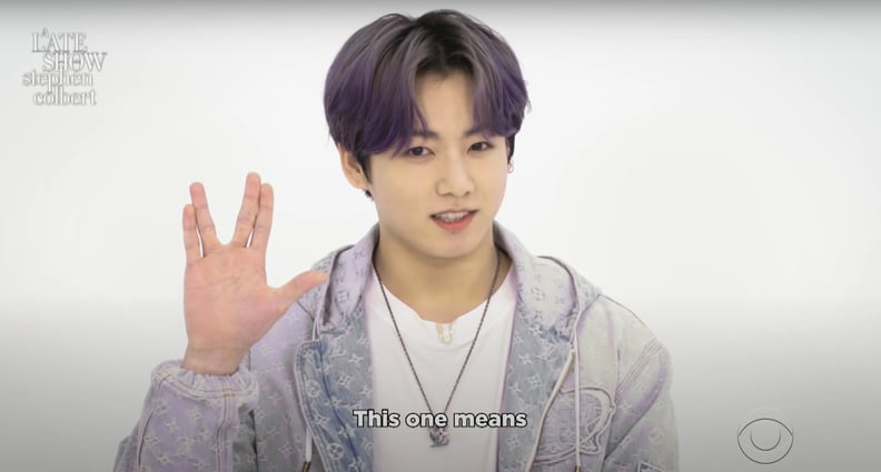 Jungkook From BTS Doing a "Live Long and Prosper" Hand Gesture