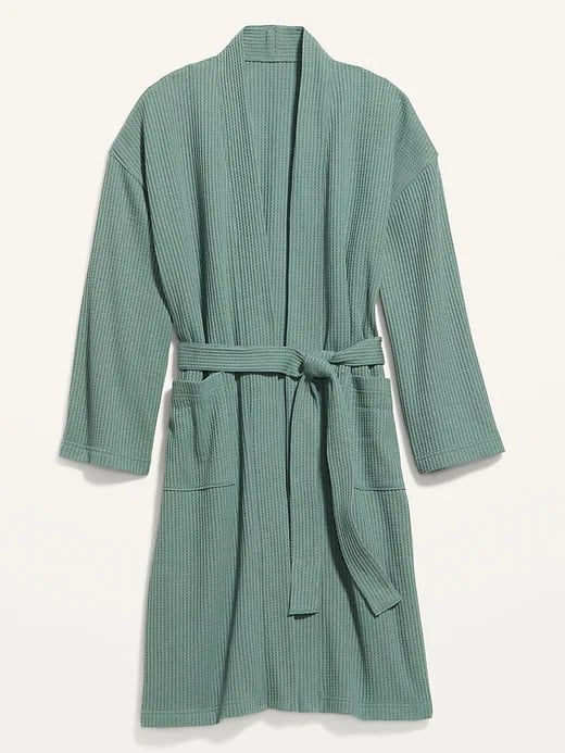 Oversized Waffle-Knit Tie-Belt Robe