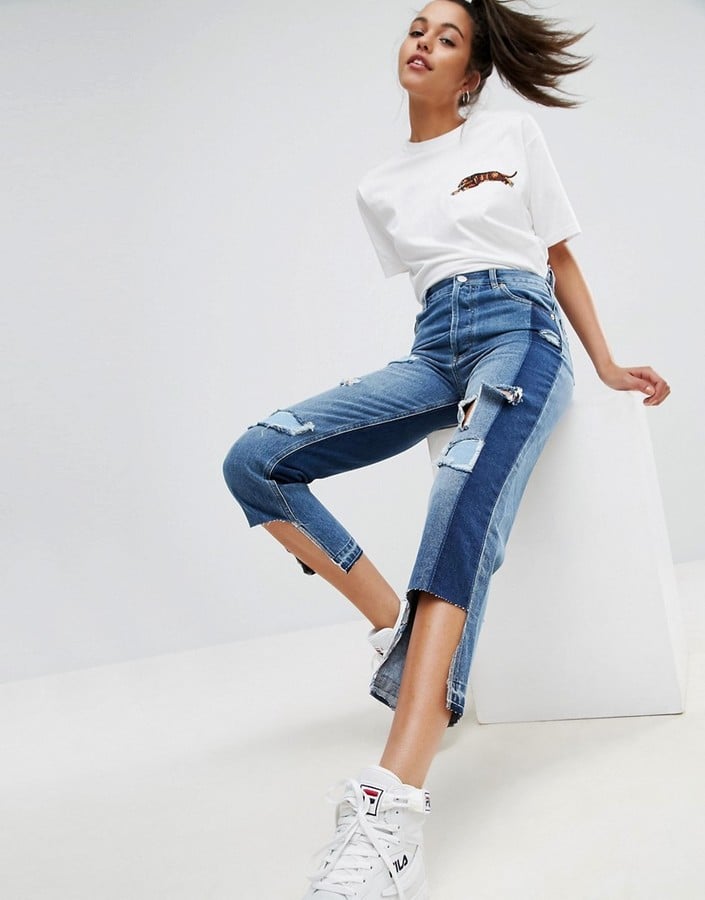 Asos Deconstructed Straight Leg Jeans with Rips and Extreme Stepped Hem