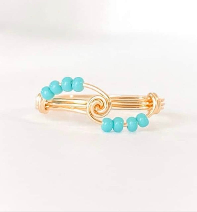 A Turquoise Fidget Ring: Blue Beaded Fidget Ring