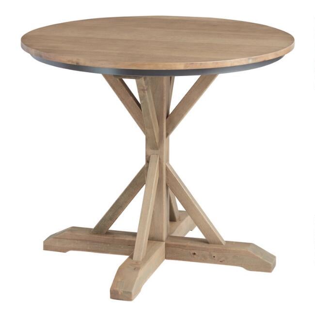 Round Light-Walnut Bistro Counter-Height Dining Table