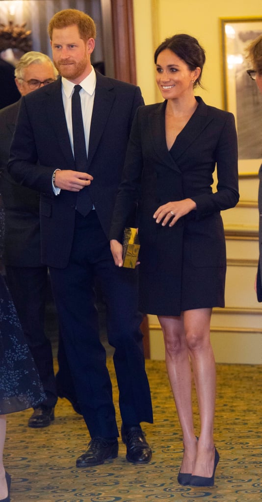 Meghan Markle Black Tuxedo Mini Dress Aug. 2018