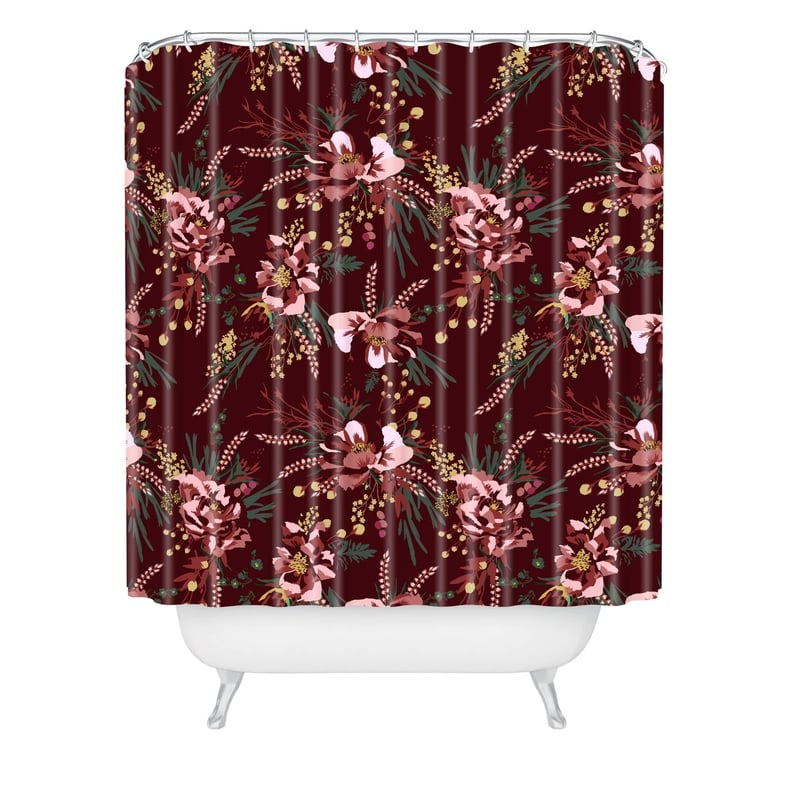 Wild Poppy Burgundy Shower Curtain