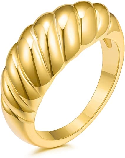 JINEAR Croissant Braided Signet Ring
