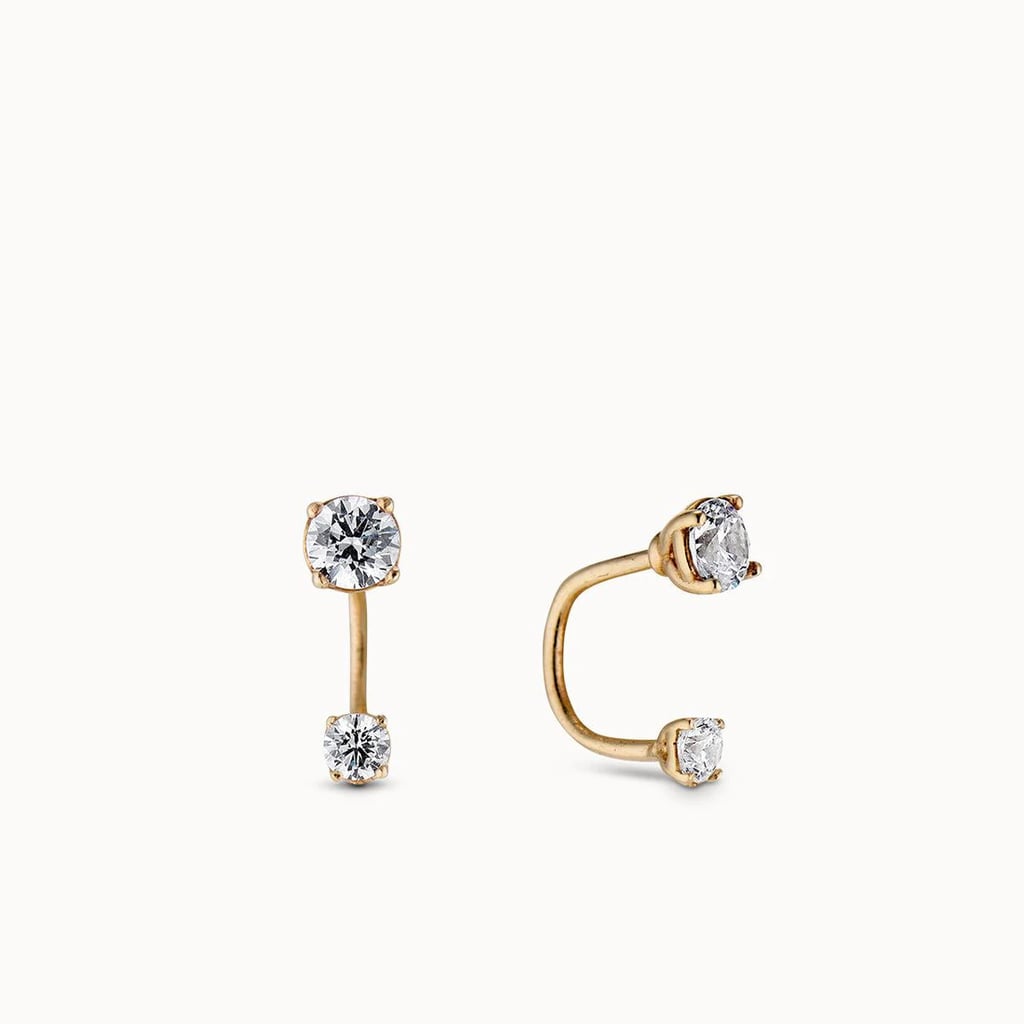 Stackable Stud Hoops: 14K Gold CZ C Hoops