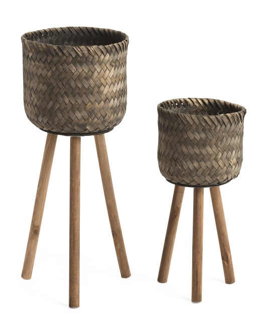 Set of 2 Bamboo Planters