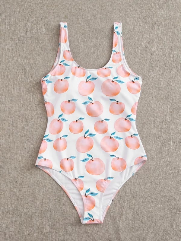 Shein Apple Print One Piece Swimsuit