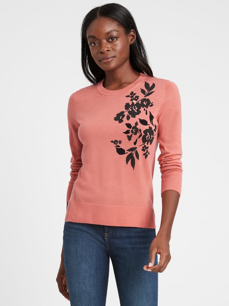 Banana Republic Washable Merino Floral Sweater